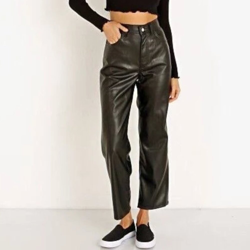 Levi's Faux Leather Ribcage Straight Jeans